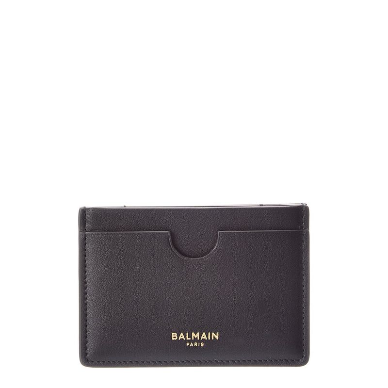 Balmain Logo Leather Card Case Black